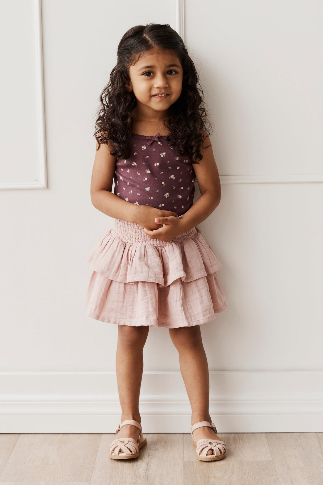 Organic Cotton Muslin Samantha Skirt - Powder Pink Childrens Skirt from Jamie Kay Australia