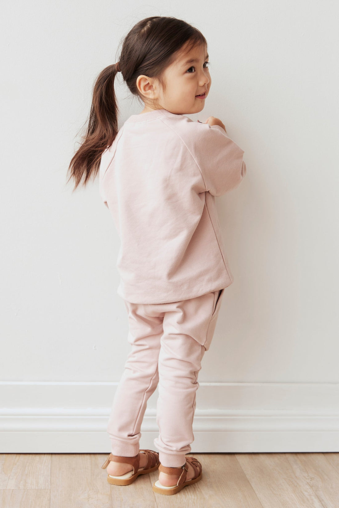 Organic Cotton Morgan Track Pant - Powder Pink Childrens Pant from Jamie Kay Australia