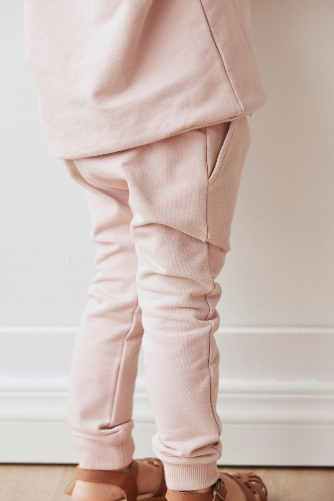 Organic Cotton Morgan Track Pant - Powder Pink Childrens Pant from Jamie Kay Australia