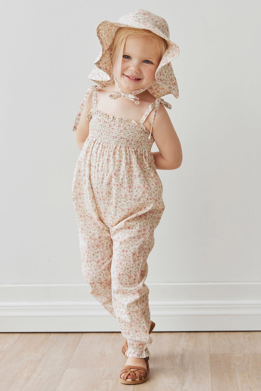 Organic Cotton Summer Playsuit - Fifi Floral Childrens Playsuit from Jamie Kay Australia