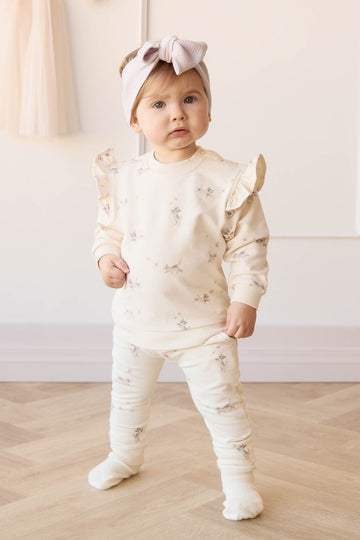 Organic Cotton Morgan Track Pant - Playful Kittens Whisper White Large Childrens Pant from Jamie Kay Australia