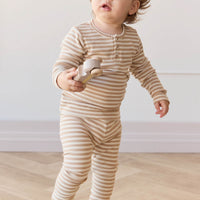 Organic Cotton Modal Everyday Legging - Narrow Stripe Baker/Cloud Childrens Legging from Jamie Kay Australia