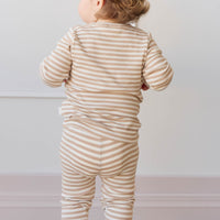 Organic Cotton Modal Everyday Legging - Narrow Stripe Baker/Cloud Childrens Legging from Jamie Kay Australia