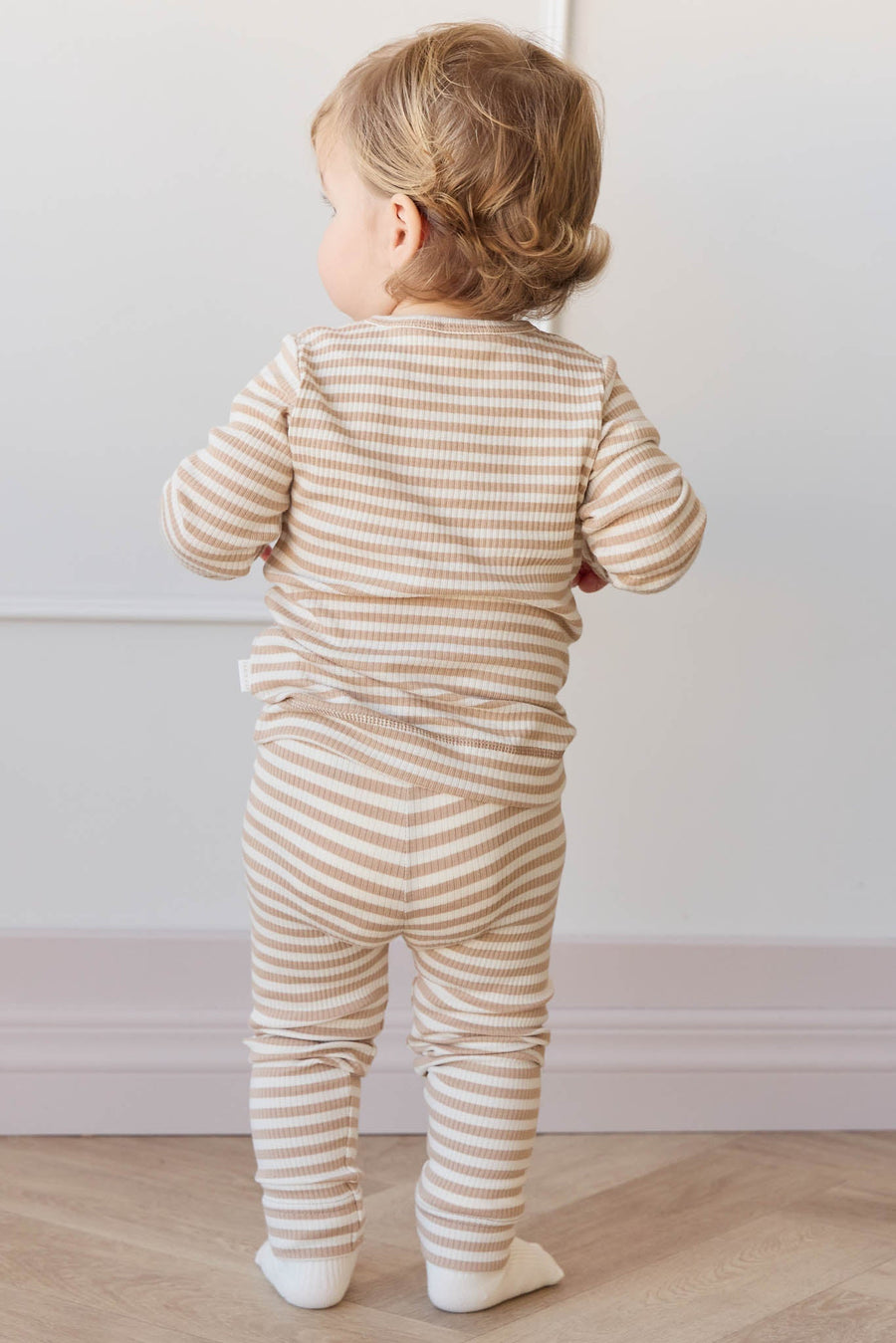 Organic Cotton Modal Everyday Legging - Narrow Stripe Baker/Cloud Childrens Legging from Jamie Kay Australia