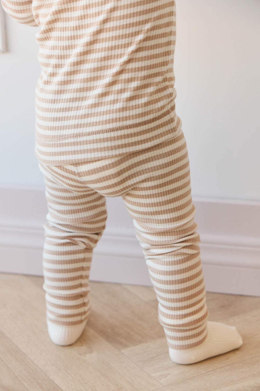 Organic Cotton Modal Everyday Legging - Narrow Stripe Baker/Cloud Childrens Legging from Jamie Kay Australia