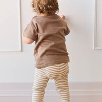 Organic Cotton Modal Everyday Legging - Narrow Stripe Baker/Cloud Childrens Legging from Jamie Kay Australia