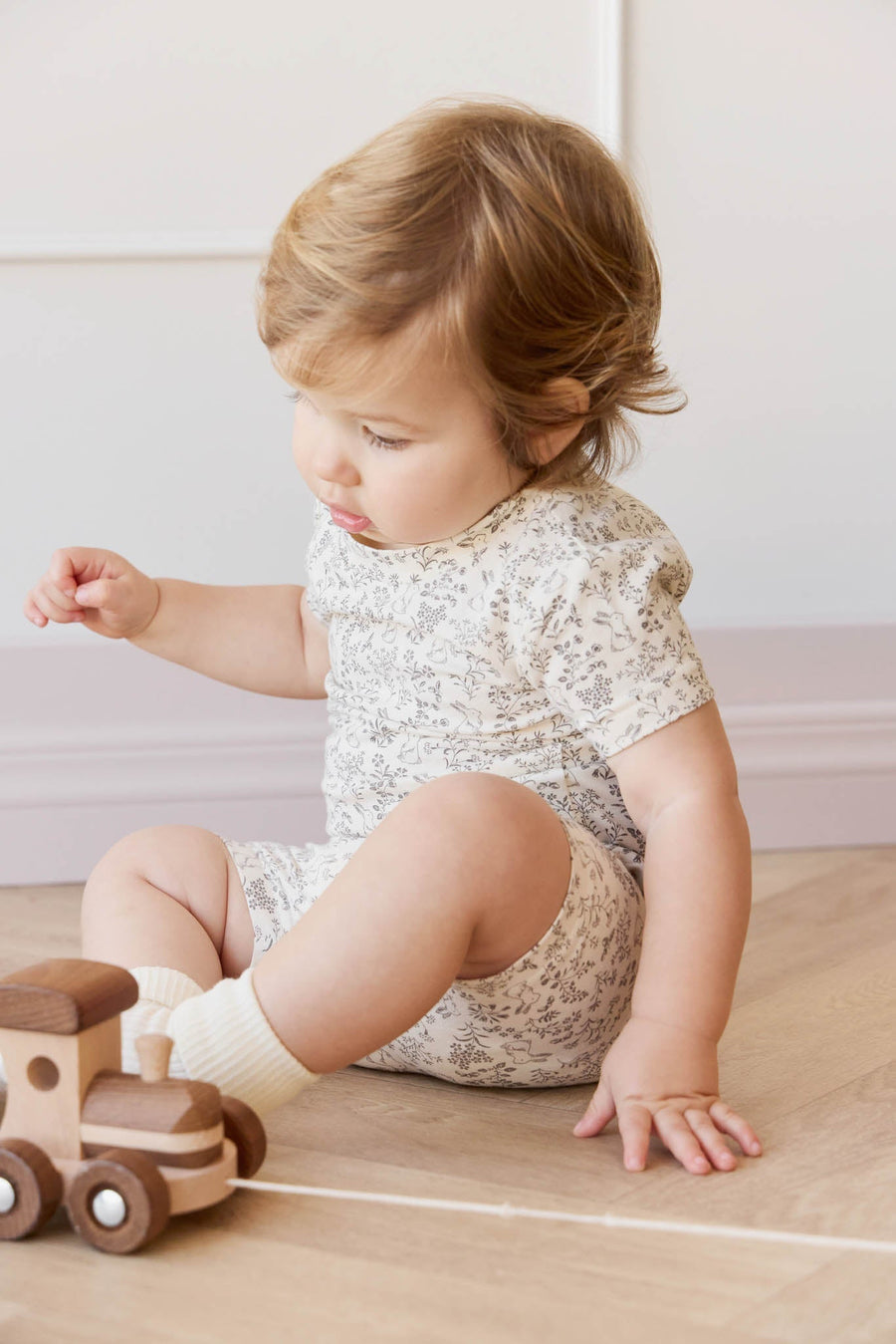 Organic Cotton Skye Short Sleeve Pyjama Set - Garden Bunnies Tofu Childrens Pyjama from Jamie Kay Australia