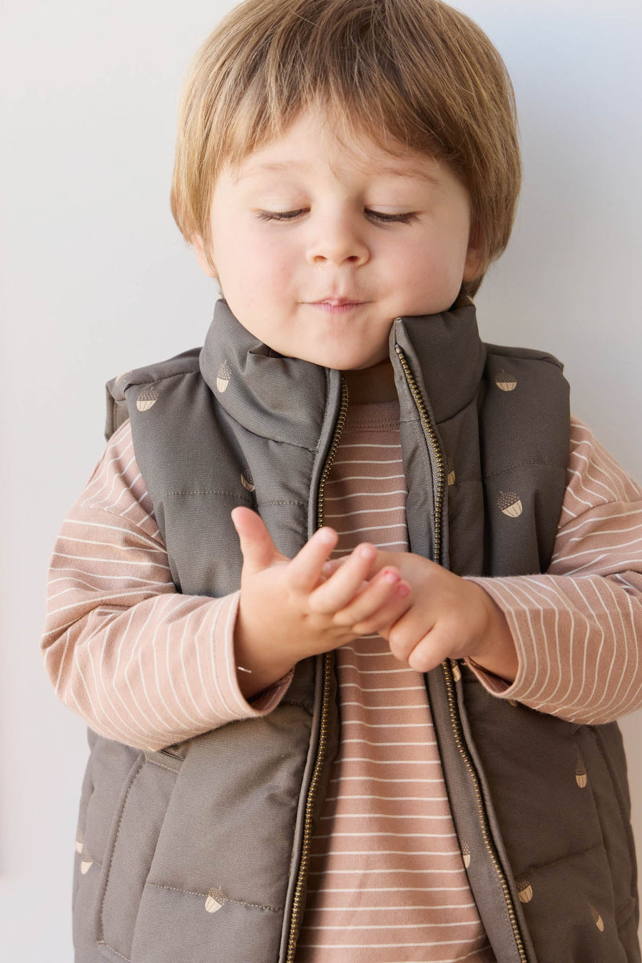 Organic Cotton Levi Long Sleeve Top - Daily Stripe Pale Terracotta/Buff Childrens Top from Jamie Kay Australia