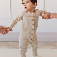 London Knitted Playsuit - Oatmeal Little Fawn Elk Fleck Childrens Playsuit from Jamie Kay Australia