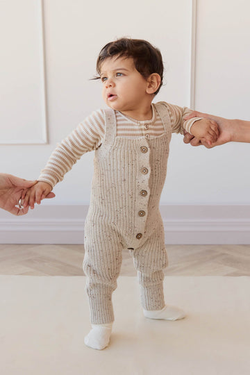 London Knitted Playsuit - Oatmeal Little Fawn Elk Fleck Childrens Playsuit from Jamie Kay Australia