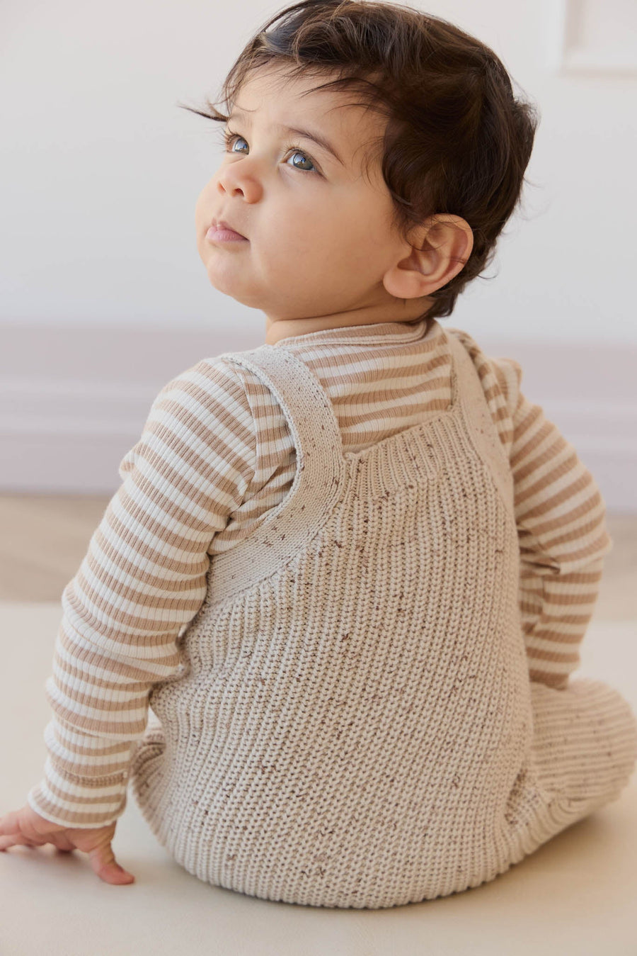 London Knitted Playsuit - Oatmeal Little Fawn Elk Fleck Childrens Playsuit from Jamie Kay Australia