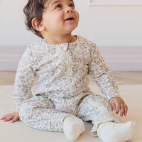 Organic Cotton Reese Zip Onepiece - Garden Bunnies Tofu Childrens Onepiece from Jamie Kay Australia