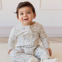 Organic Cotton Reese Zip Onepiece - Garden Bunnies Tofu Childrens Onepiece from Jamie Kay Australia