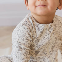 Organic Cotton Reese Zip Onepiece - Garden Bunnies Tofu Childrens Onepiece from Jamie Kay Australia