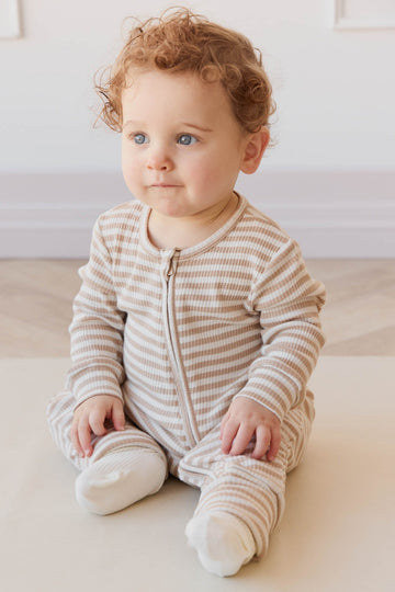 Organic Cotton Modal Gracelyn Onepiece - Narrow Stripe Baker/Cloud Childrens Onepiece from Jamie Kay Australia