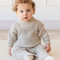 Leon Jumper - Oatmeal Balm Wolf Fleck Childrens Jumper from Jamie Kay Australia