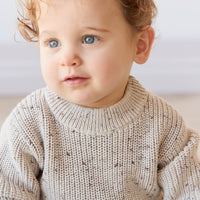 Leon Jumper - Oatmeal Balm Wolf Fleck Childrens Jumper from Jamie Kay Australia