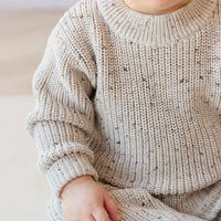 Leon Jumper - Oatmeal Balm Wolf Fleck Childrens Jumper from Jamie Kay Australia