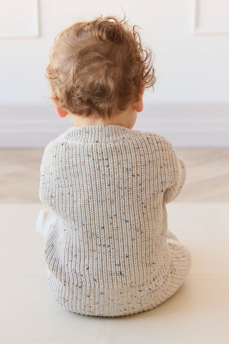 Leon Jumper - Oatmeal Balm Wolf Fleck Childrens Jumper from Jamie Kay Australia