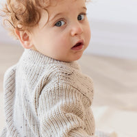 Leon Jumper - Oatmeal Balm Wolf Fleck Childrens Jumper from Jamie Kay Australia