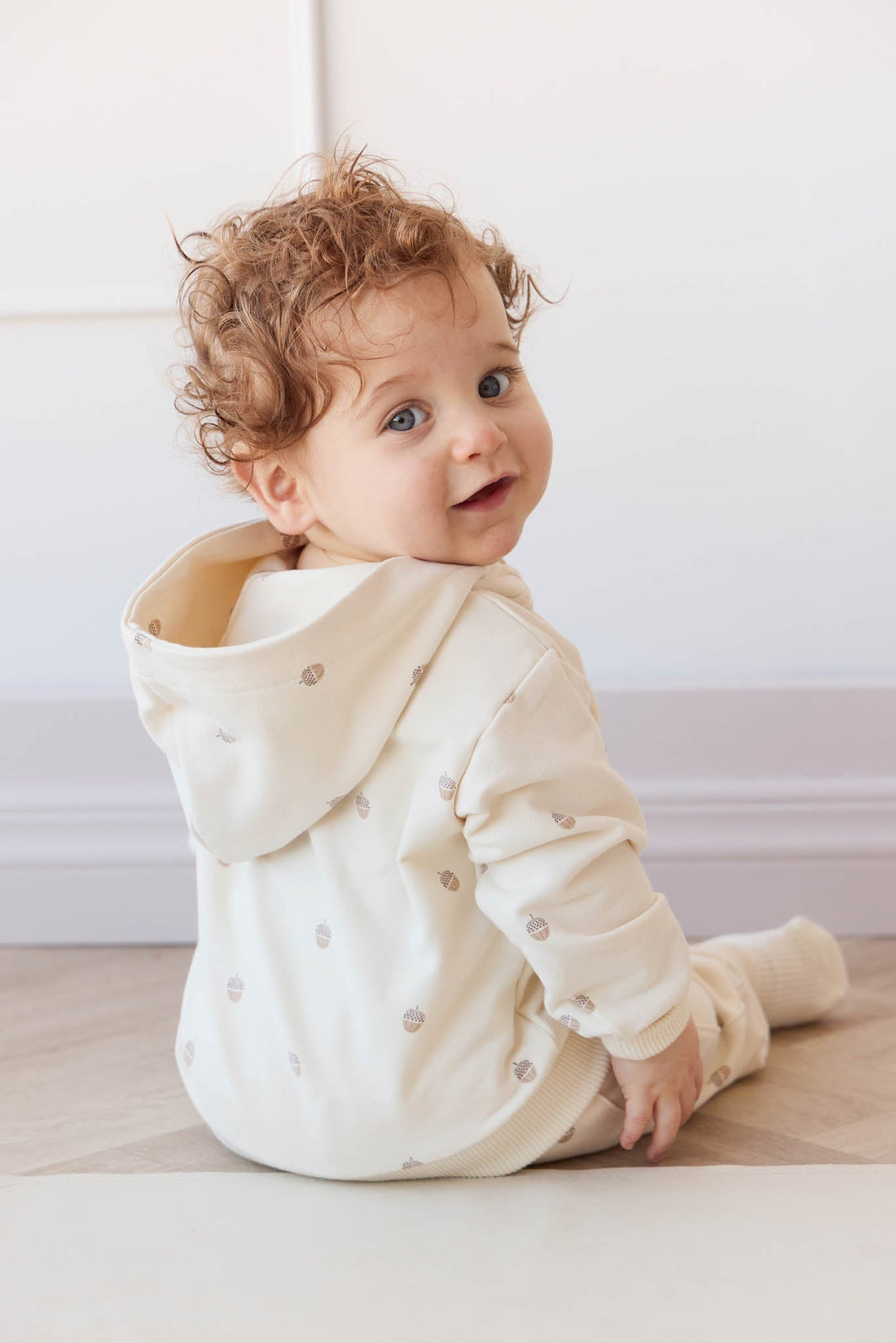 Organic Cotton Erol Hoodie - Acorns Whitecap Gray Childrens Top from Jamie Kay Australia