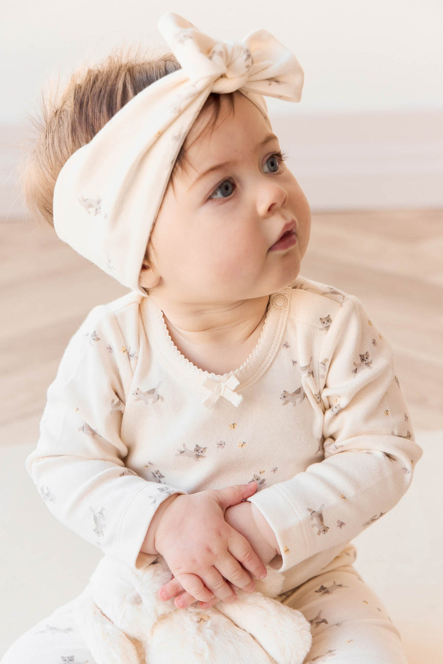 Organic Cotton Long Sleeve Bodysuit - Playful Kittens Childrens Bodysuit from Jamie Kay Australia