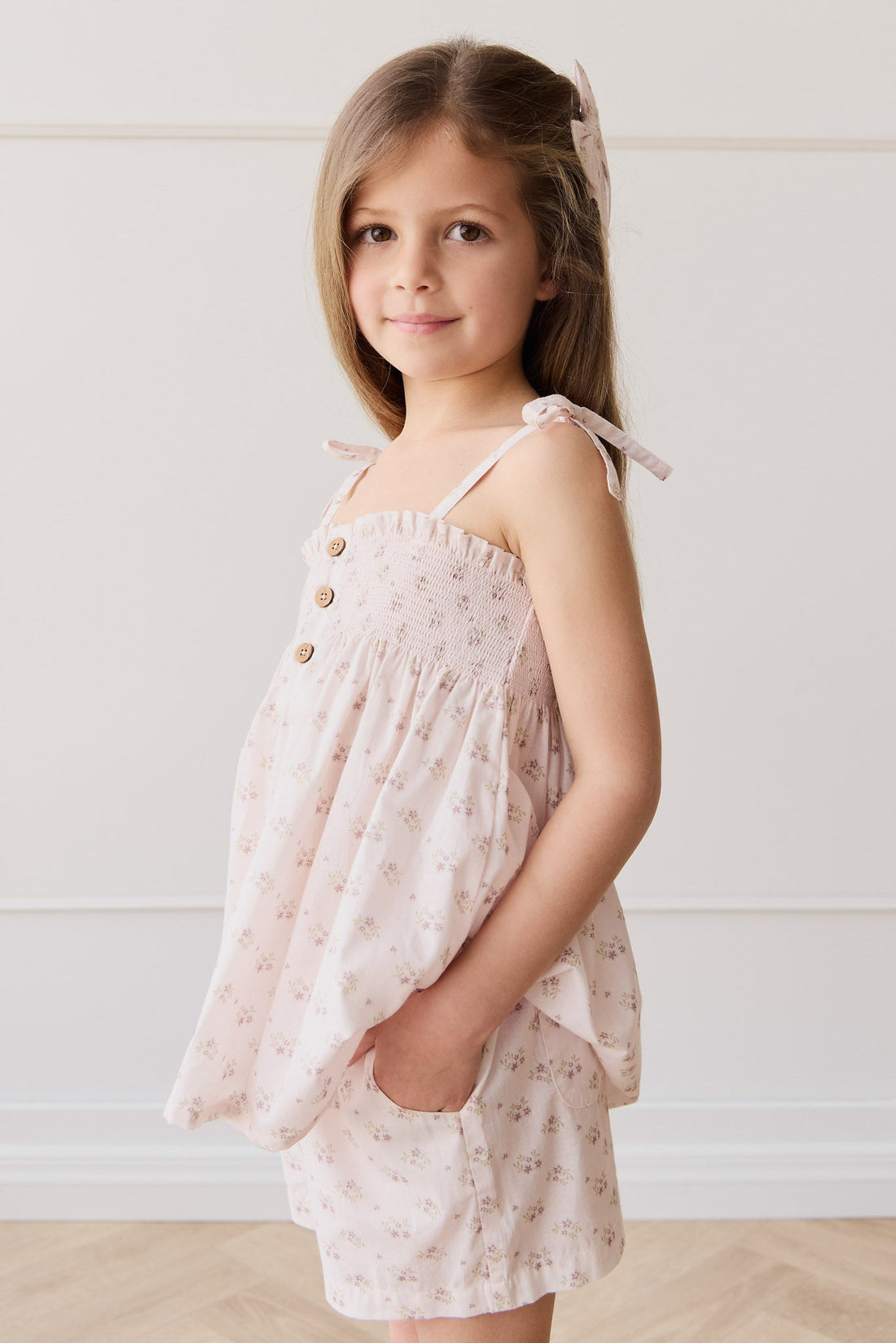 Organic Cotton Ellie Top - Rose Floral Pink Childrens Top from Jamie Kay Australia