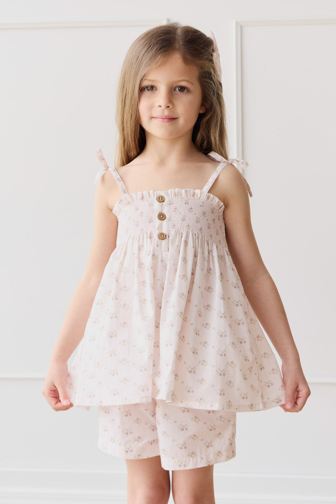 Organic Cotton Ellie Top - Rose Floral Pink Childrens Top from Jamie Kay Australia