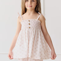 Organic Cotton Ellie Top - Rose Floral Pink Childrens Top from Jamie Kay Australia