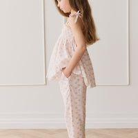 Organic Cotton Elodie Pant - Rose Floral Pink Childrens Pant from Jamie Kay Australia