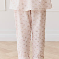 Organic Cotton Elodie Pant - Rose Floral Pink Childrens Pant from Jamie Kay Australia