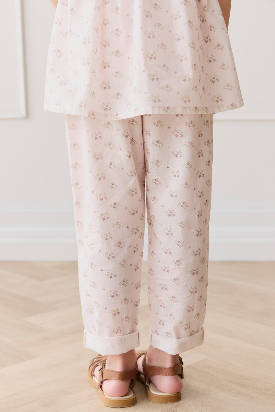 Organic Cotton Elodie Pant - Rose Floral Pink Childrens Pant from Jamie Kay Australia