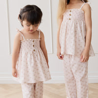 Organic Cotton Elodie Pant - Rose Floral Pink Childrens Pant from Jamie Kay Australia