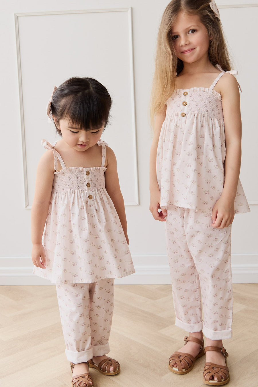 Organic Cotton Elodie Pant - Rose Floral Pink Childrens Pant from Jamie Kay Australia