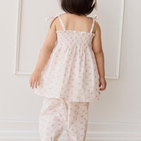 Organic Cotton Elodie Pant - Rose Floral Pink Childrens Pant from Jamie Kay Australia