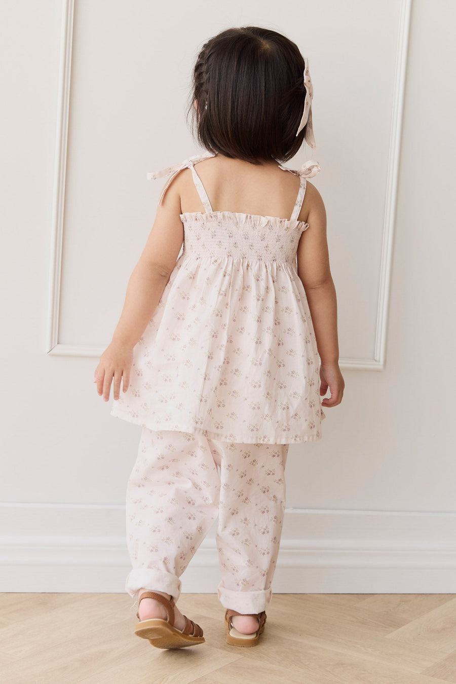 Organic Cotton Elodie Pant - Rose Floral Pink Childrens Pant from Jamie Kay Australia