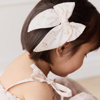 Organic Cotton Volie Bow - Rose Floral Pink Childrens Bow from Jamie Kay Australia