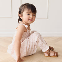 Organic Cotton Elodie Pant - Rose Floral Pink Childrens Pant from Jamie Kay Australia