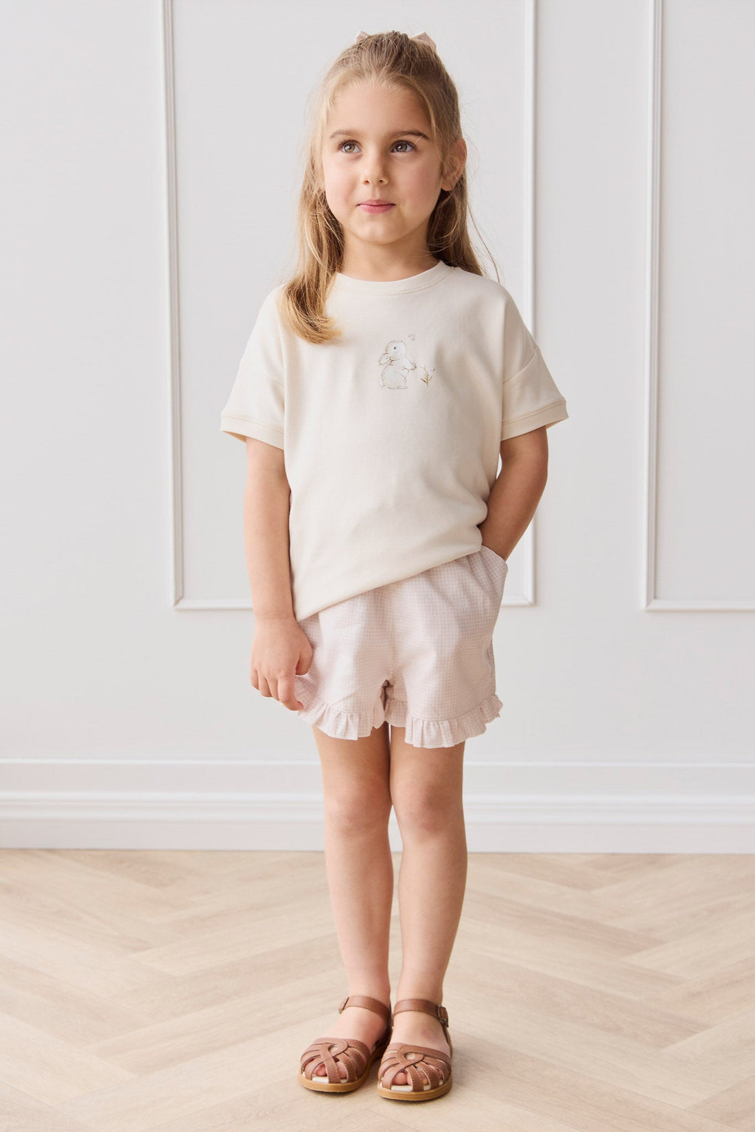 Organic Cotton Celine Short - Mini Woven Gingham Violet Childrens Short from Jamie Kay Australia