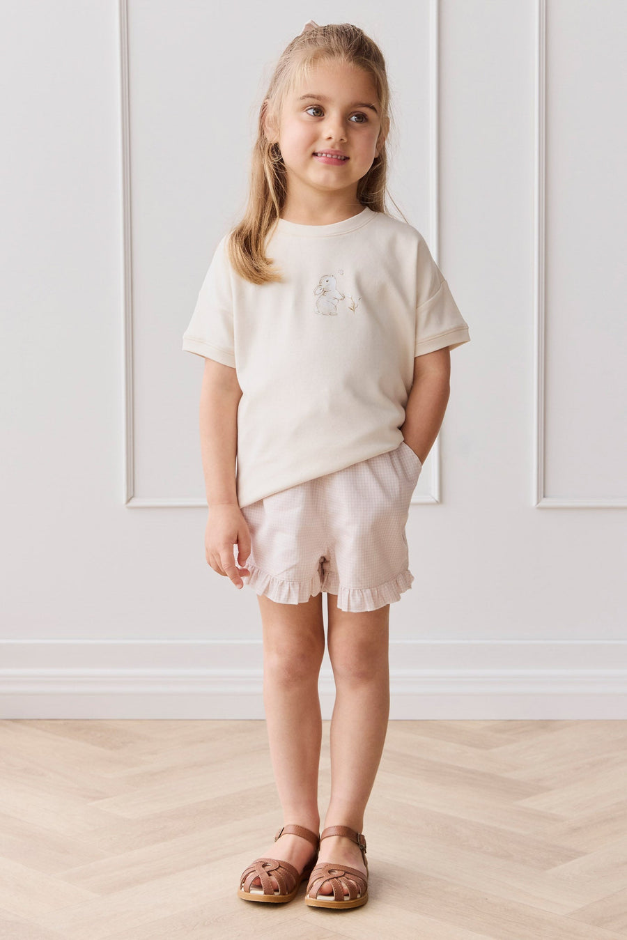 Organic Cotton Celine Short - Mini Woven Gingham Violet Childrens Short from Jamie Kay Australia