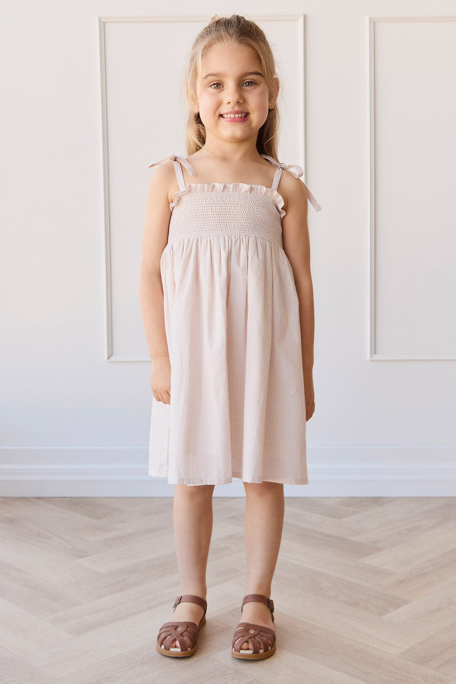 Organic Cotton Eveleigh Dress - Mini Woven Gingham Violet Childrens Dress from Jamie Kay Australia