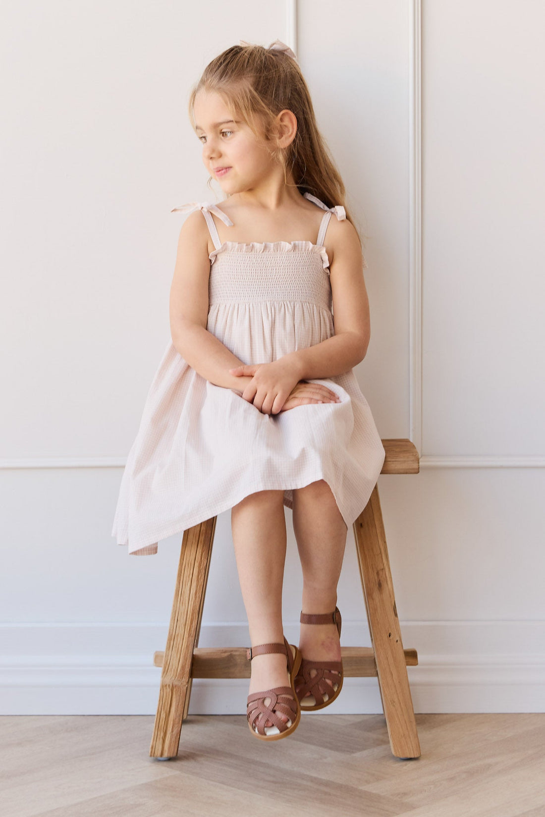 Organic Cotton Eveleigh Dress - Mini Woven Gingham Violet Childrens Dress from Jamie Kay Australia