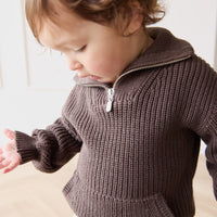 James Half Zip Jumper - Wolf Childrens Jumper from Jamie Kay Australia