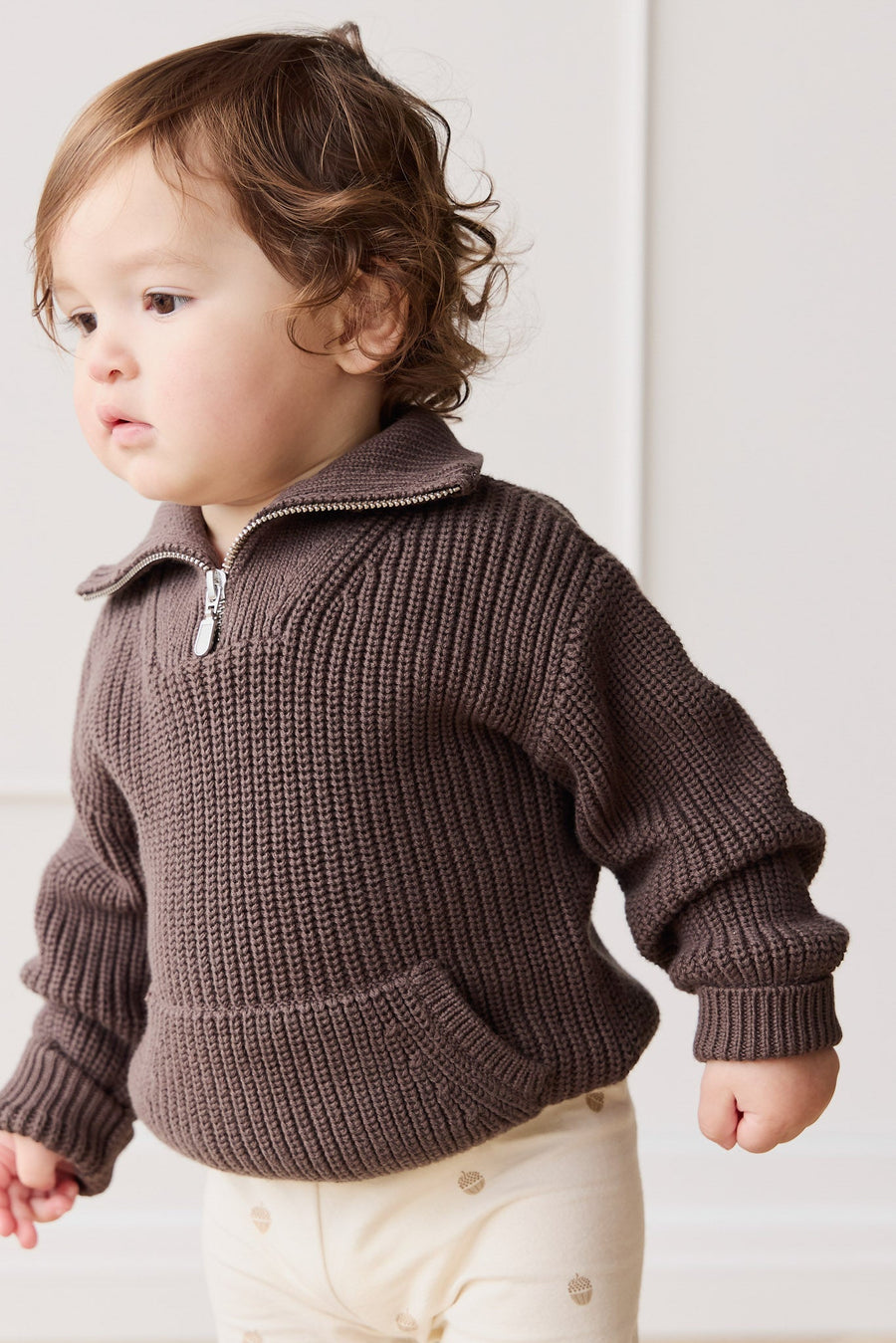 James Half Zip Jumper - Wolf Childrens Jumper from Jamie Kay Australia