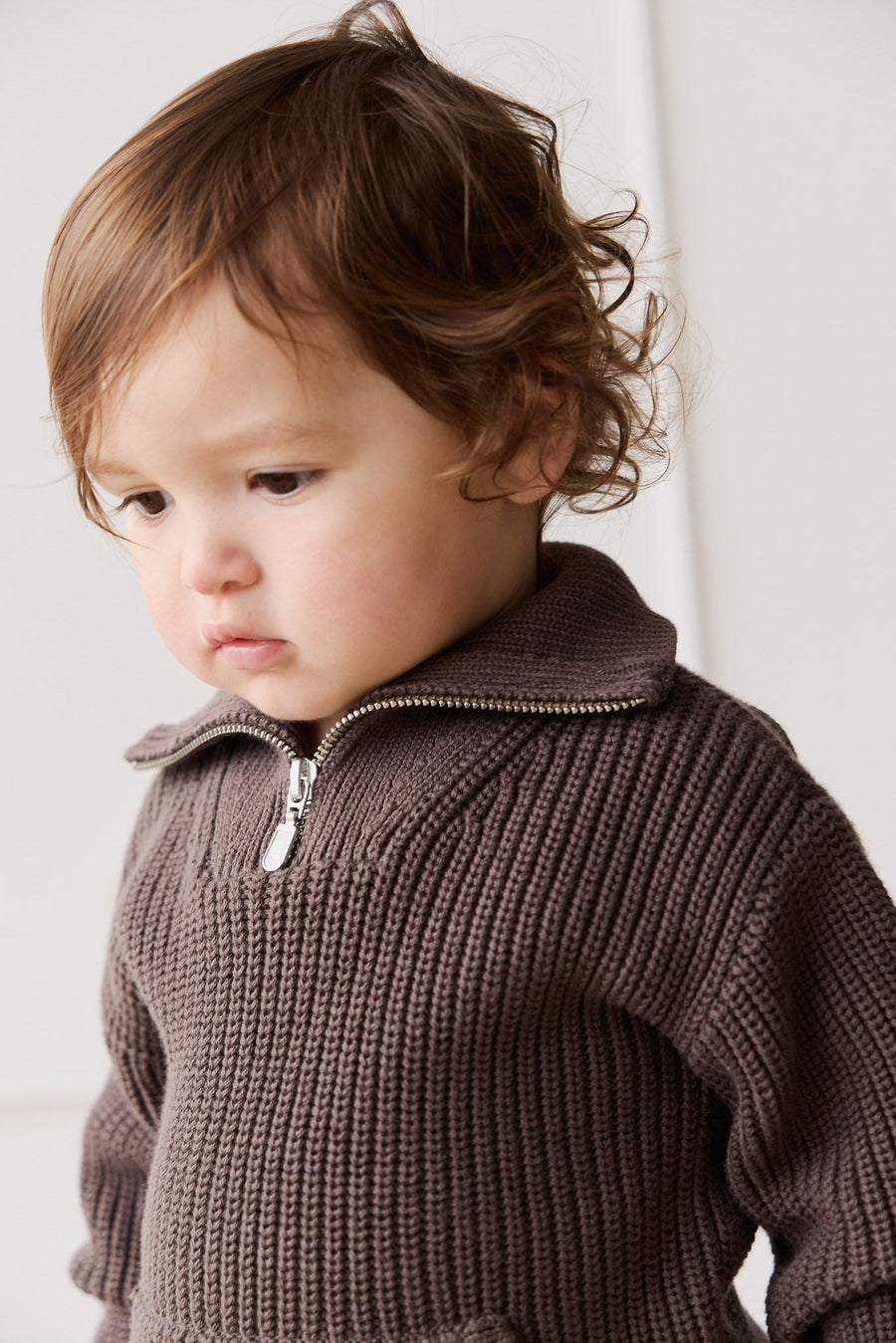 James Half Zip Jumper - Wolf Childrens Jumper from Jamie Kay Australia