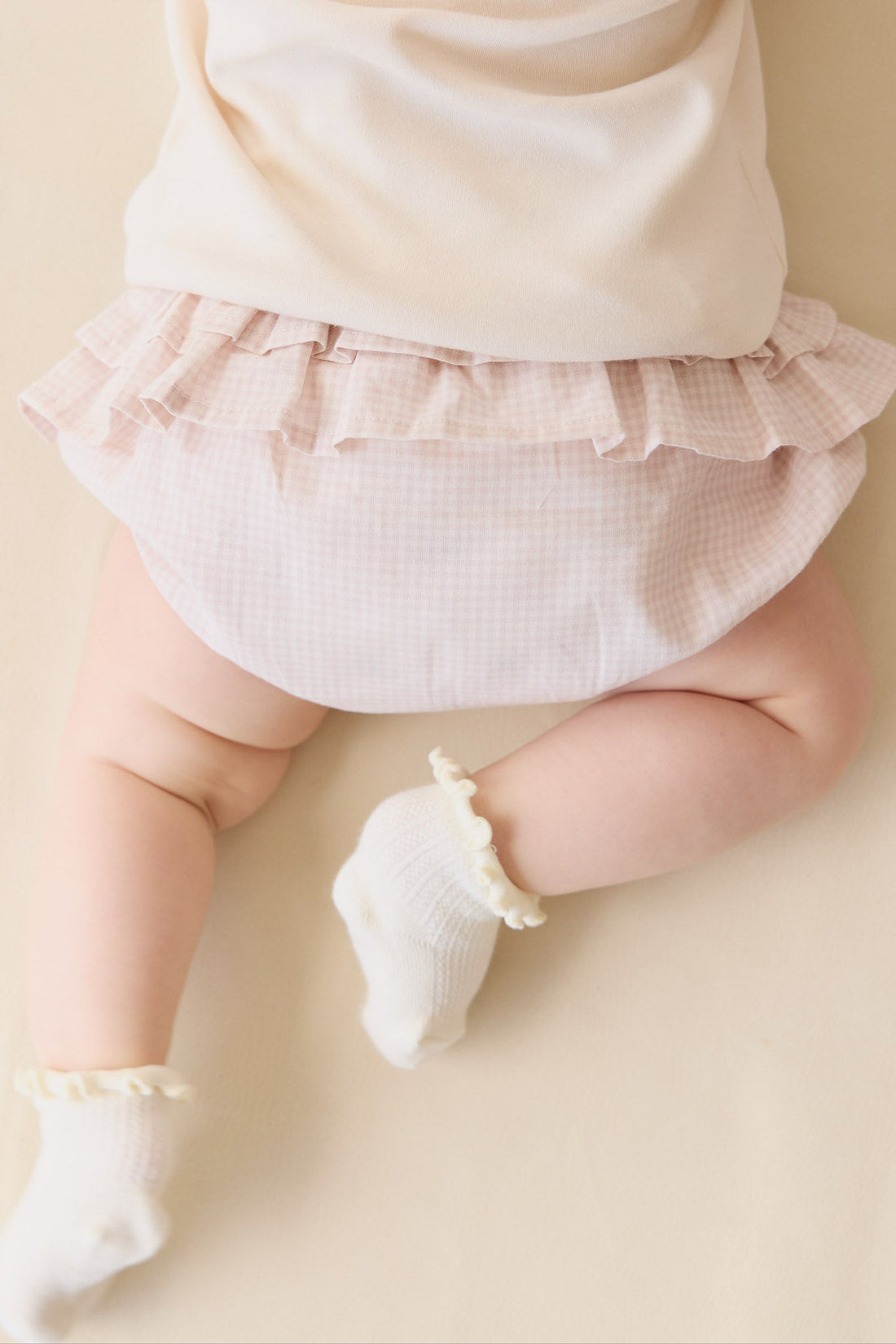 Organic Cotton Sydney Bloomer - Mini Woven Gingham Violet Childrens Bloomer from Jamie Kay Australia