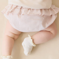 Organic Cotton Sydney Bloomer - Mini Woven Gingham Violet Childrens Bloomer from Jamie Kay Australia