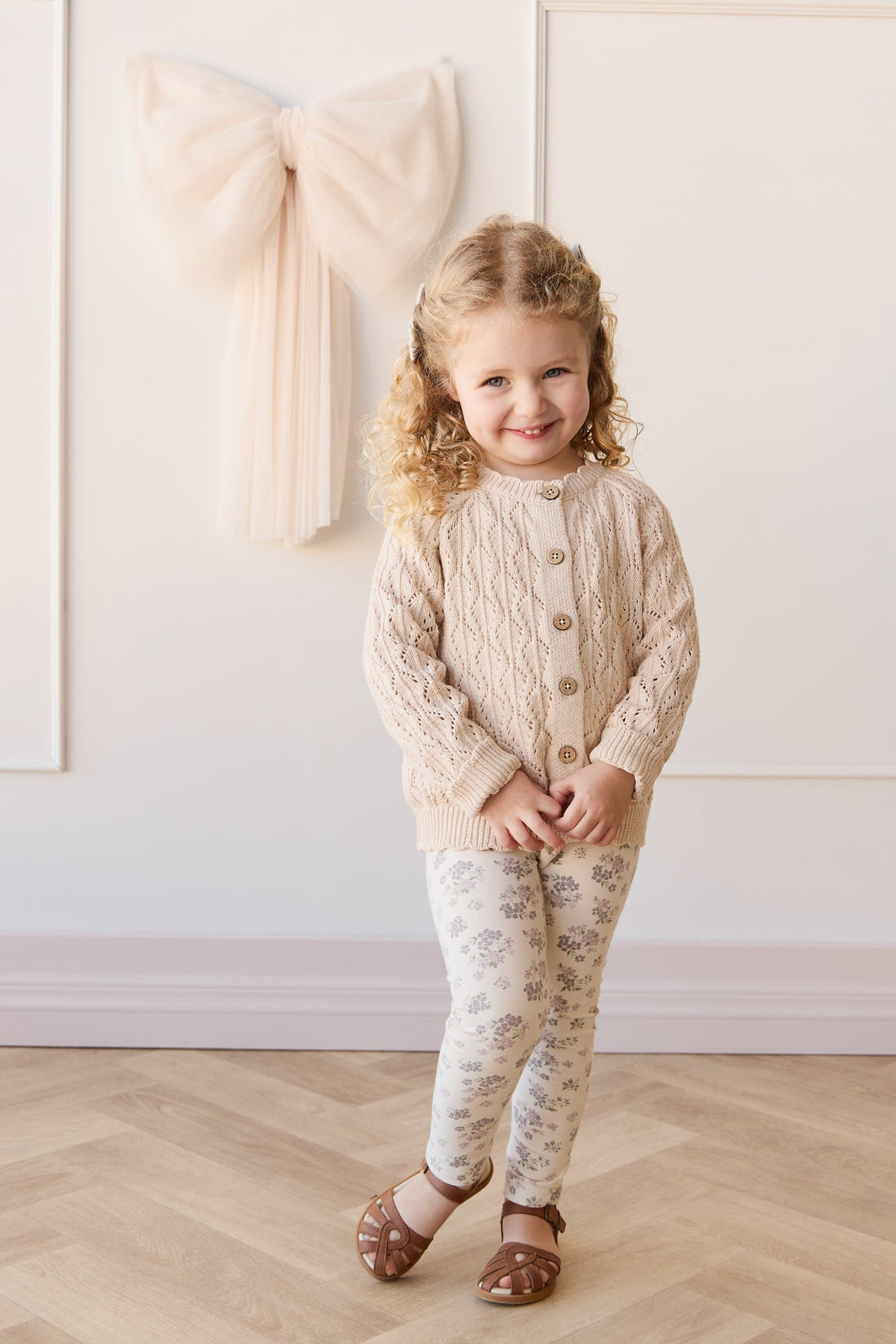 Livvy Cardigan - Light Oatmeal Marle Childrens Cardigan from Jamie Kay Australia