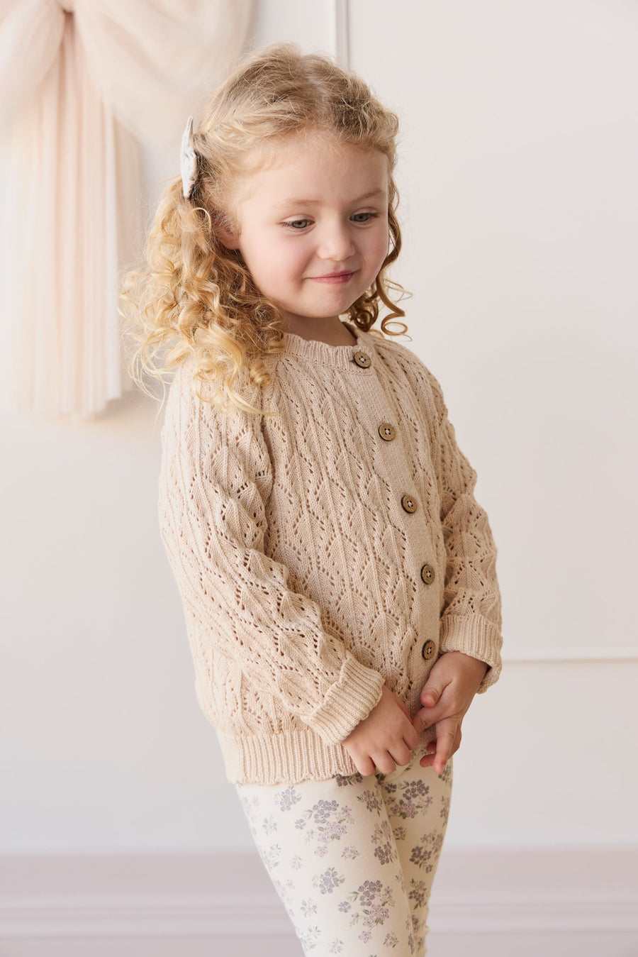 Livvy Cardigan - Light Oatmeal Marle Childrens Cardigan from Jamie Kay Australia