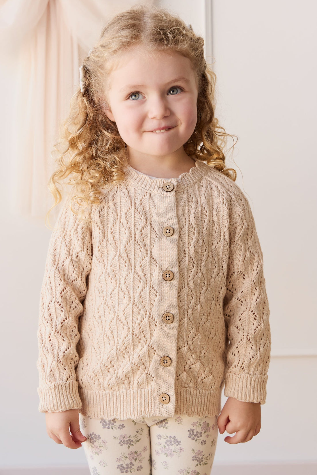 Livvy Cardigan - Light Oatmeal Marle Childrens Cardigan from Jamie Kay Australia